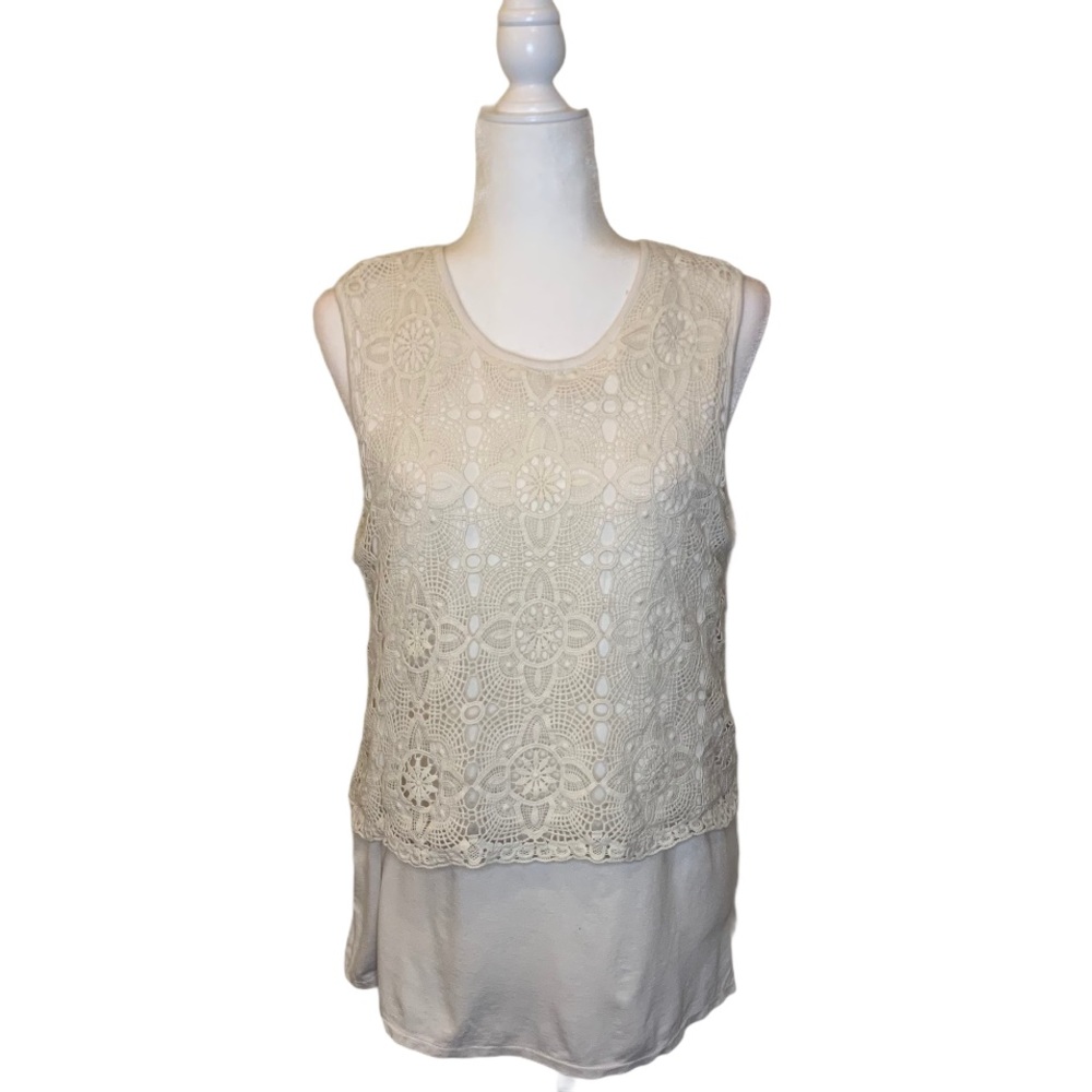 Vince Camuto Sleeveless Lace Overlay Top